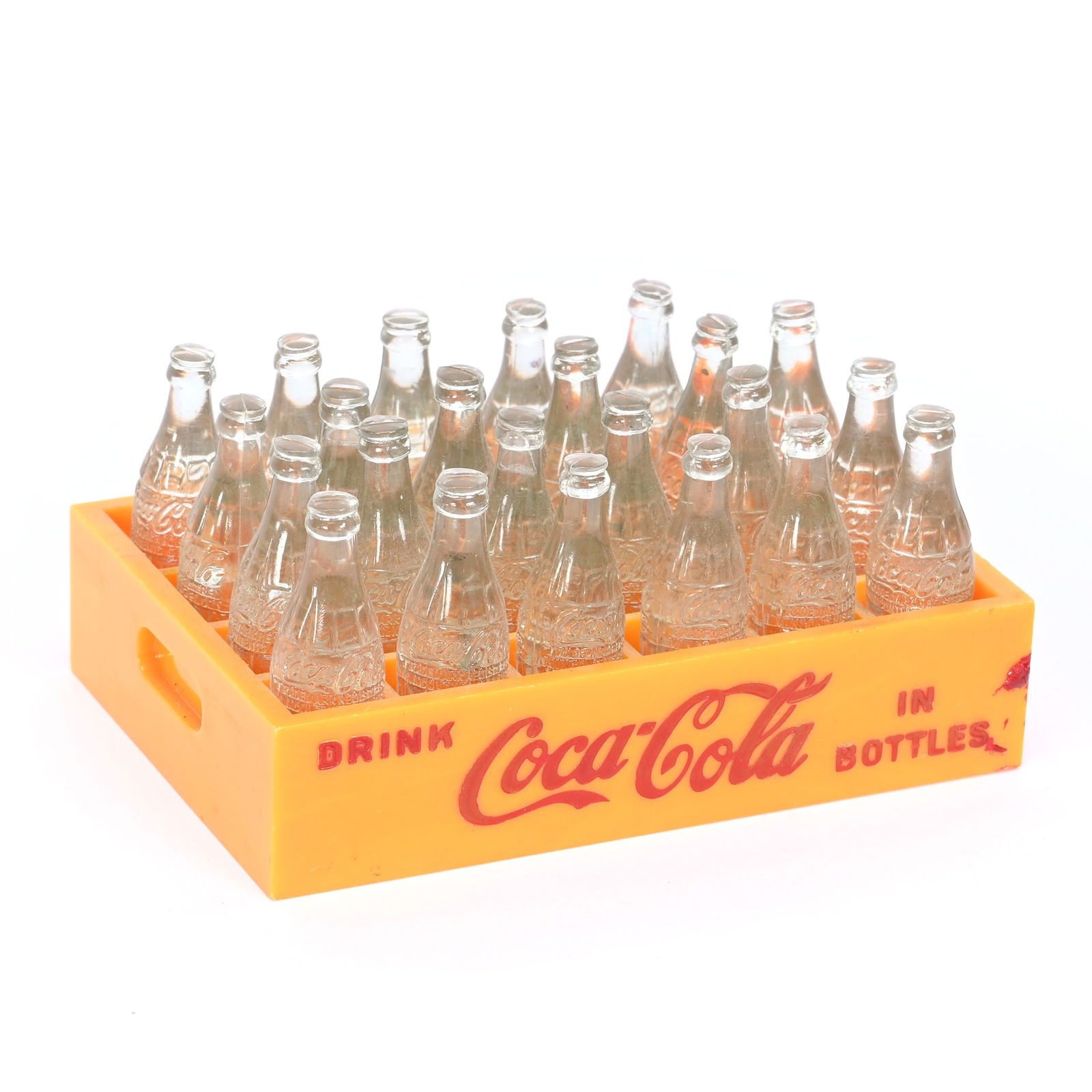 Coca-Cola Miniature Yellow Plastic Case With 23 Bottles (1 of 2)