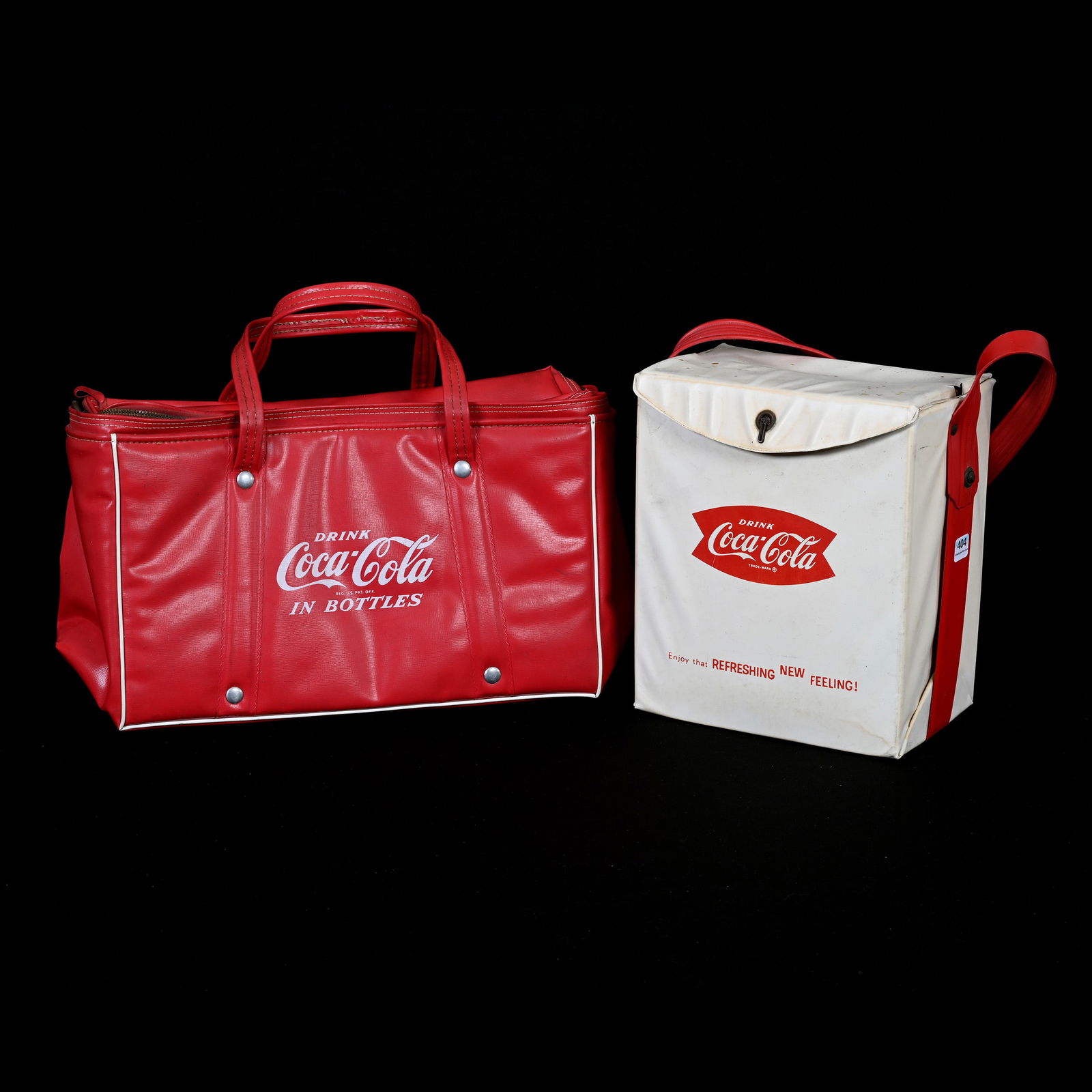 Coca-Cola (2) Vinyl Coolers - One White, One Red (1 of 2)