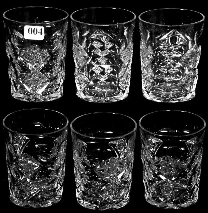 4 (6) 4 3/4" AMERICAN BRILLIANT CUT GLASS TUMBLERS