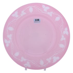 Plate, Unmarked Steuben Rosaline Art Glass