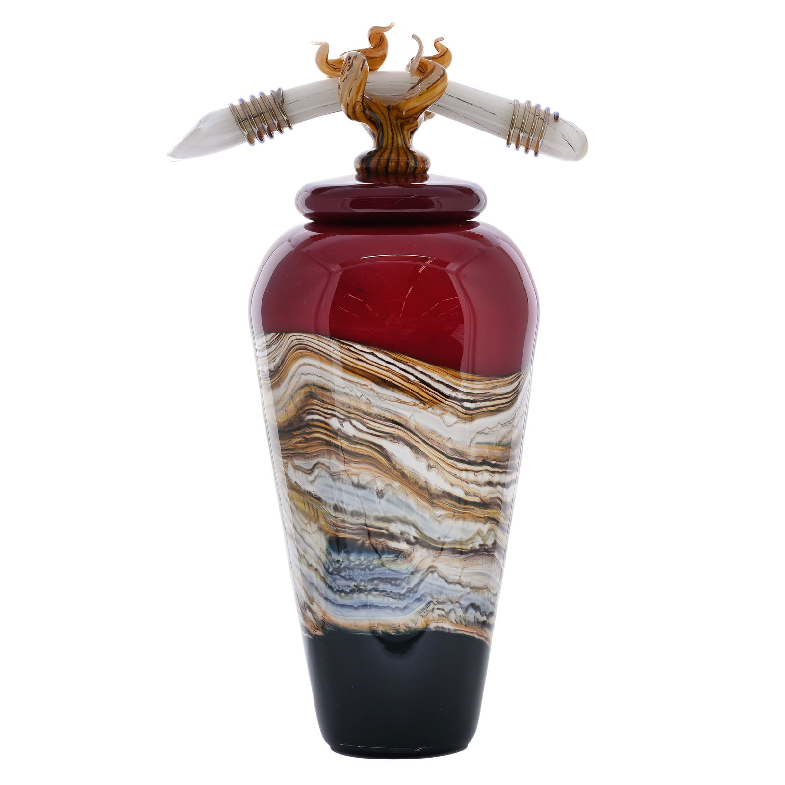 Lidded Vase Signed Gartner Blade Art Glass, Dated 2007 (1 of 4)