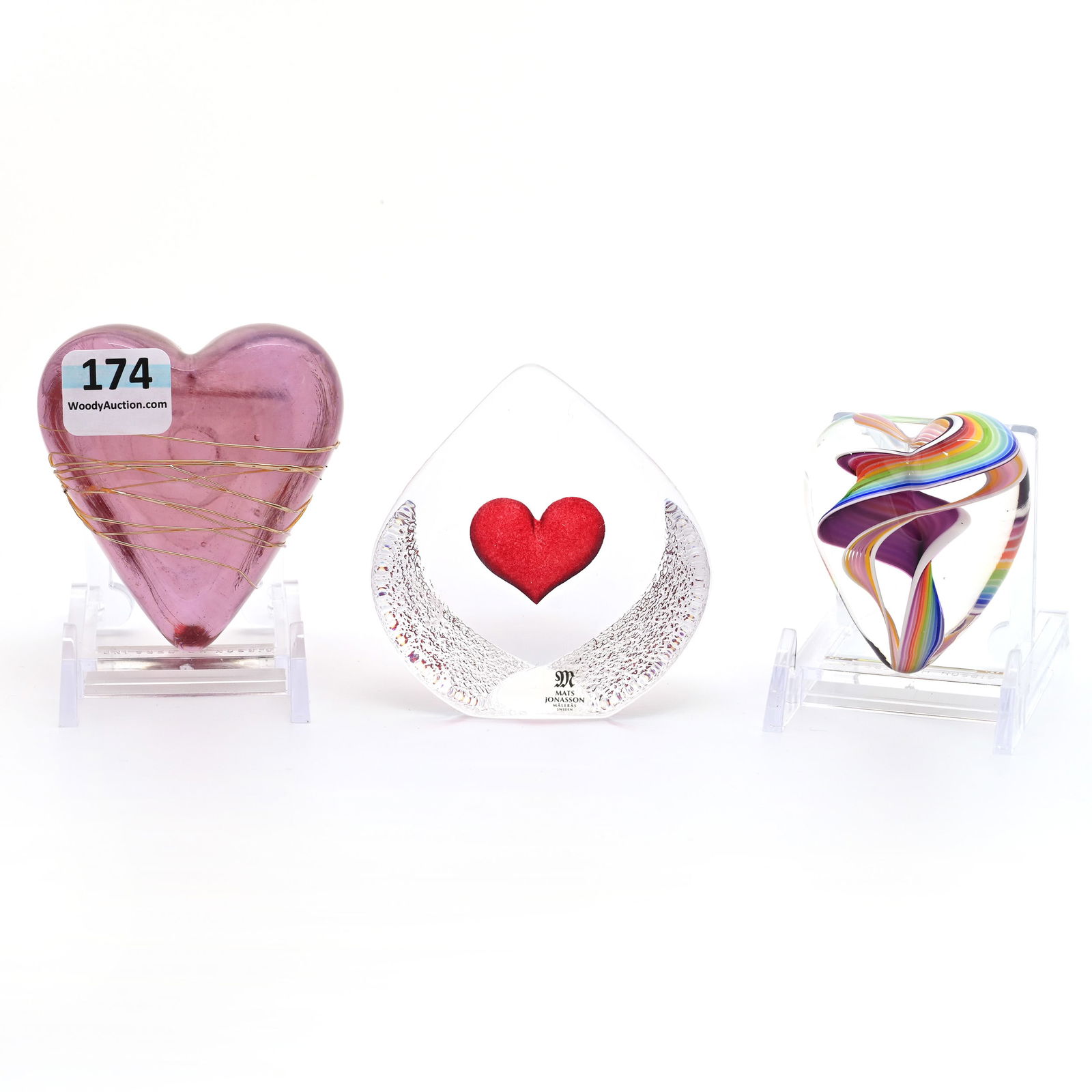 (3) Paperweights, Heart Shaped (1 of 2)