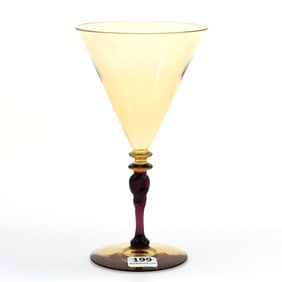 Fluted Champagne Stem Signed Steuben