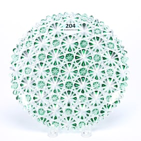 Plate, Cut Glass, Green Cut To Clear