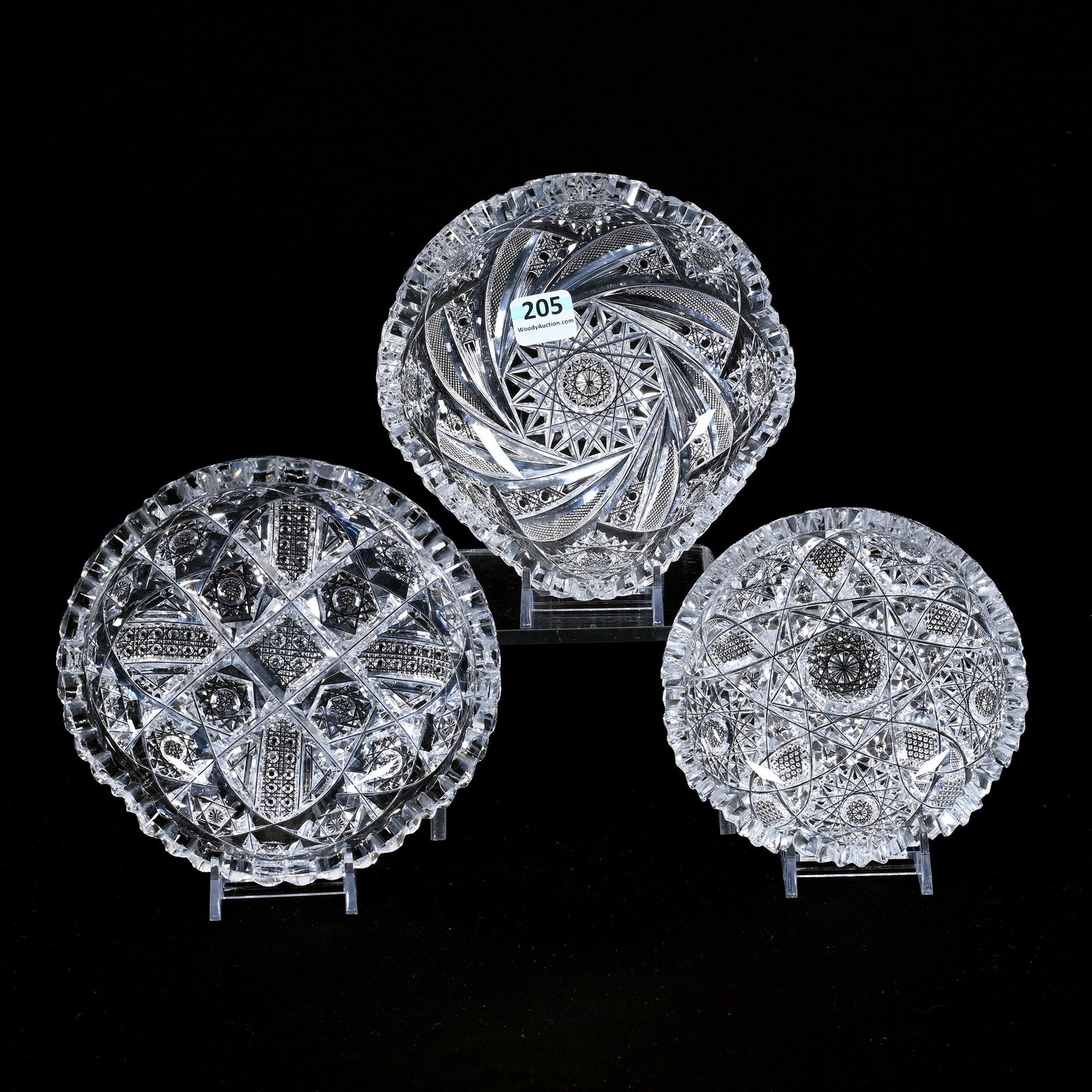 (3) Nappies, American Brilliant Cut Glass (1 of 4)