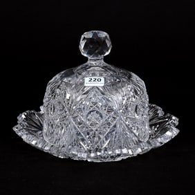 Covered Butterdish, American Brilliant Cut Glass