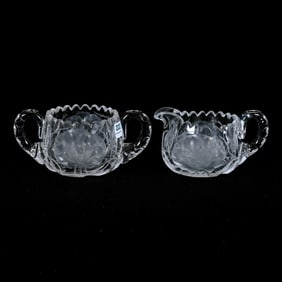 Creamer & Sugar Set, American Brilliant Cut Glass