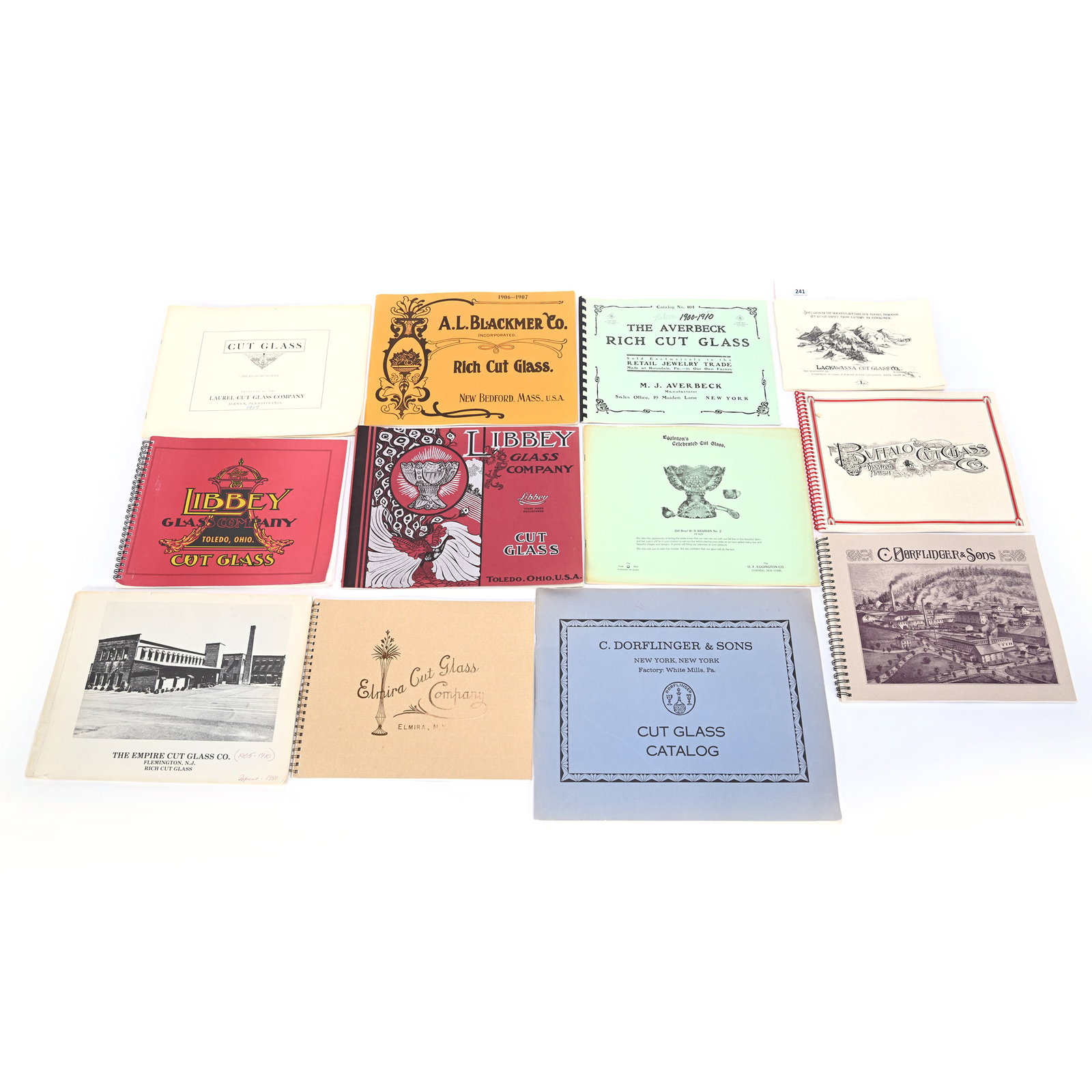 (13) American Cut Glass Assn. Catalog Reprints: (13) American Cut Glass Assn. Catalog Reprints, Catalogs Include: Lackwanna, Laurel, (2) Libbey, Blackmer, Averbeck, Egginton, Buffalo, C. Dorflinger, Elmira, Empire, And Dorflinger, Willa (Billie) Ha