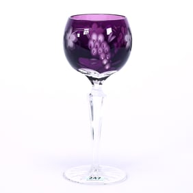 Wine Stem, Cut Glass, Amethyst Cut To Clear