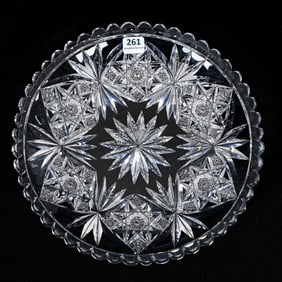 Plate, American Brilliant Cut Glass, Signed Hawkes