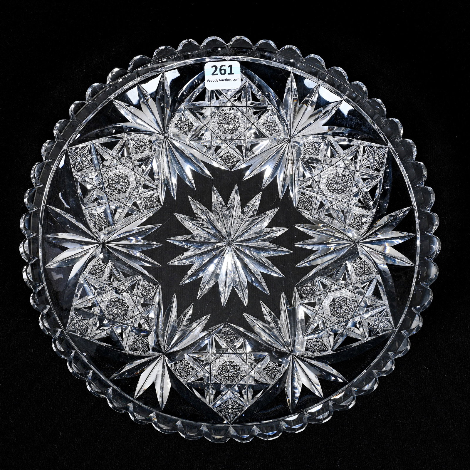 Plate, American Brilliant Cut Glass, Signed Hawkes: Plate, American Brilliant Cut Glass, Signed Hawkes, 10", Pattern Resembles Florence, Hobstar And Fan Motif, Flawless Blank, Patricia (Pat) Van Carpels Collection.