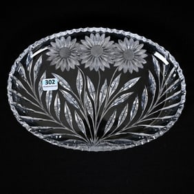Oval Tray, American Brilliant Cut Glass