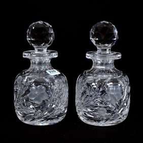 Pair Cologne Bottles, American Brilliant Cut Glass