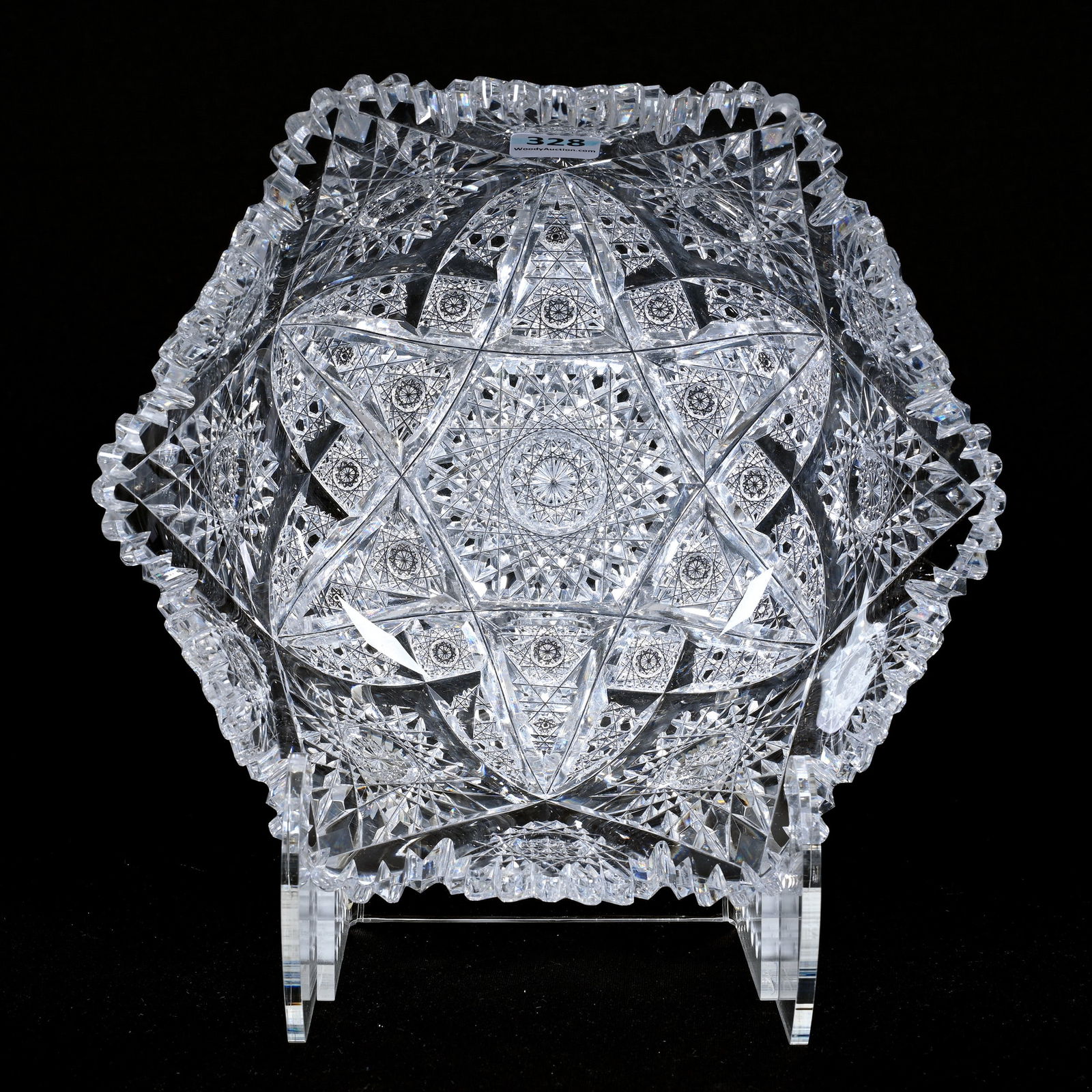 Bowl, American Brilliant Cut Glass, Signed Hawkes (1 of 3)