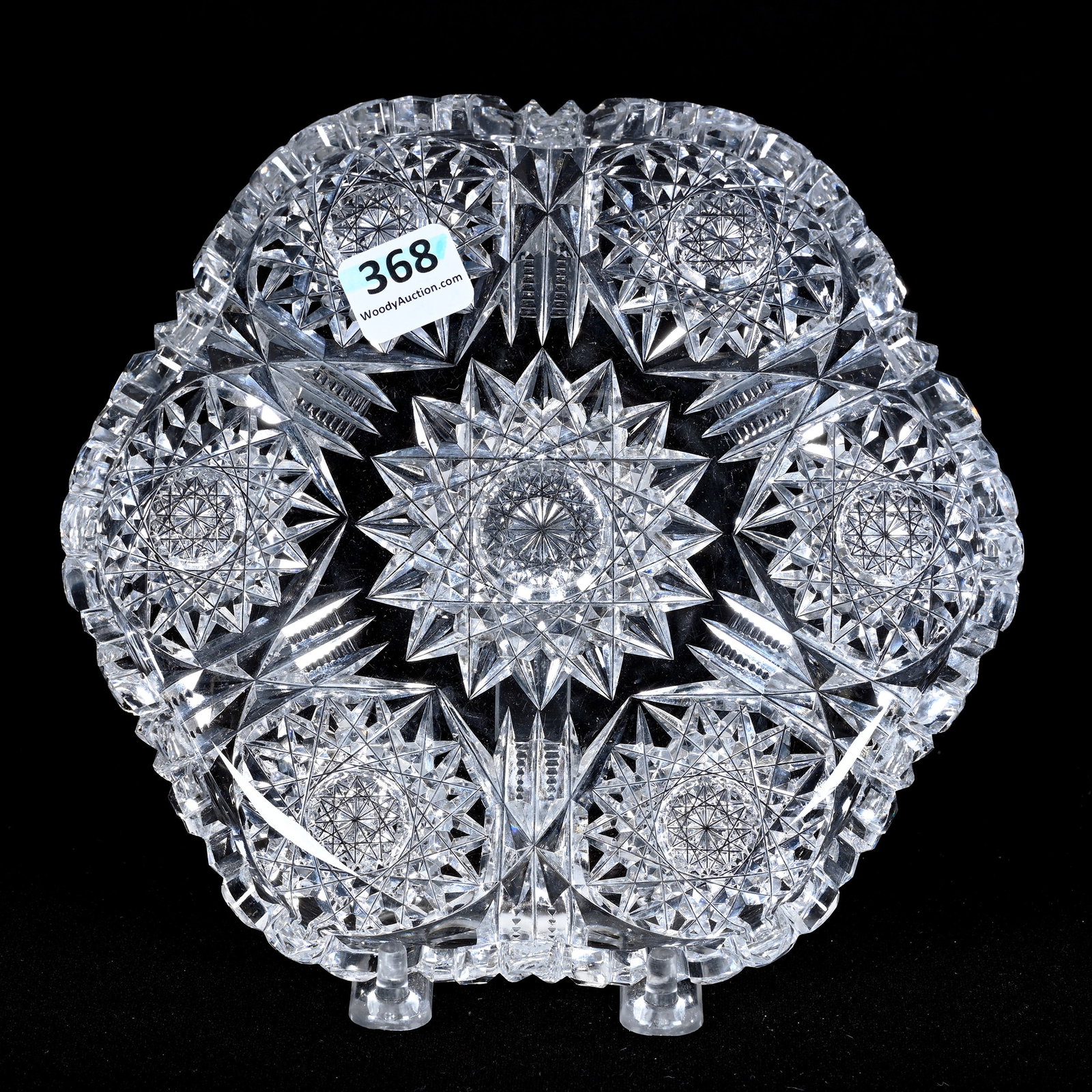 Plate, American Brilliant Cut Glass: Plate, American Brilliant Cut Glass, 7", Six-Sided, Hobstar And Prism Motif, Nice Edge, Patricia (Pat) Van Carpels Collection.