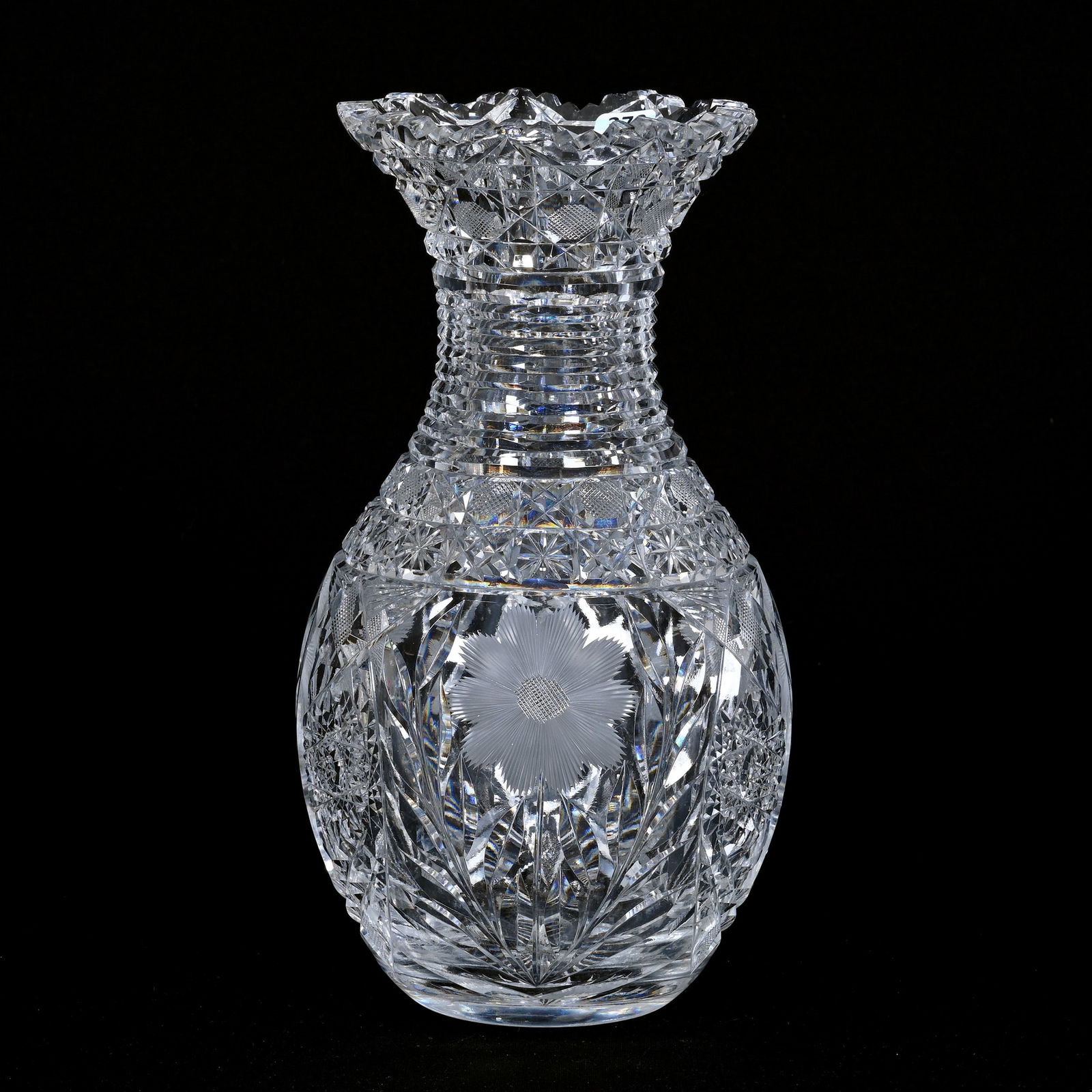 Vase, American Brilliant Cut Glass, Bowling Pin Form (1 of 4)