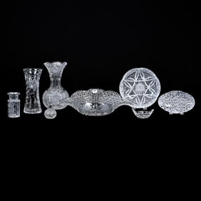 (8) Assorted American Brilliant Cut Glass Items