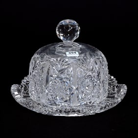 Covered Butterdish, American Brilliant Cut Glass