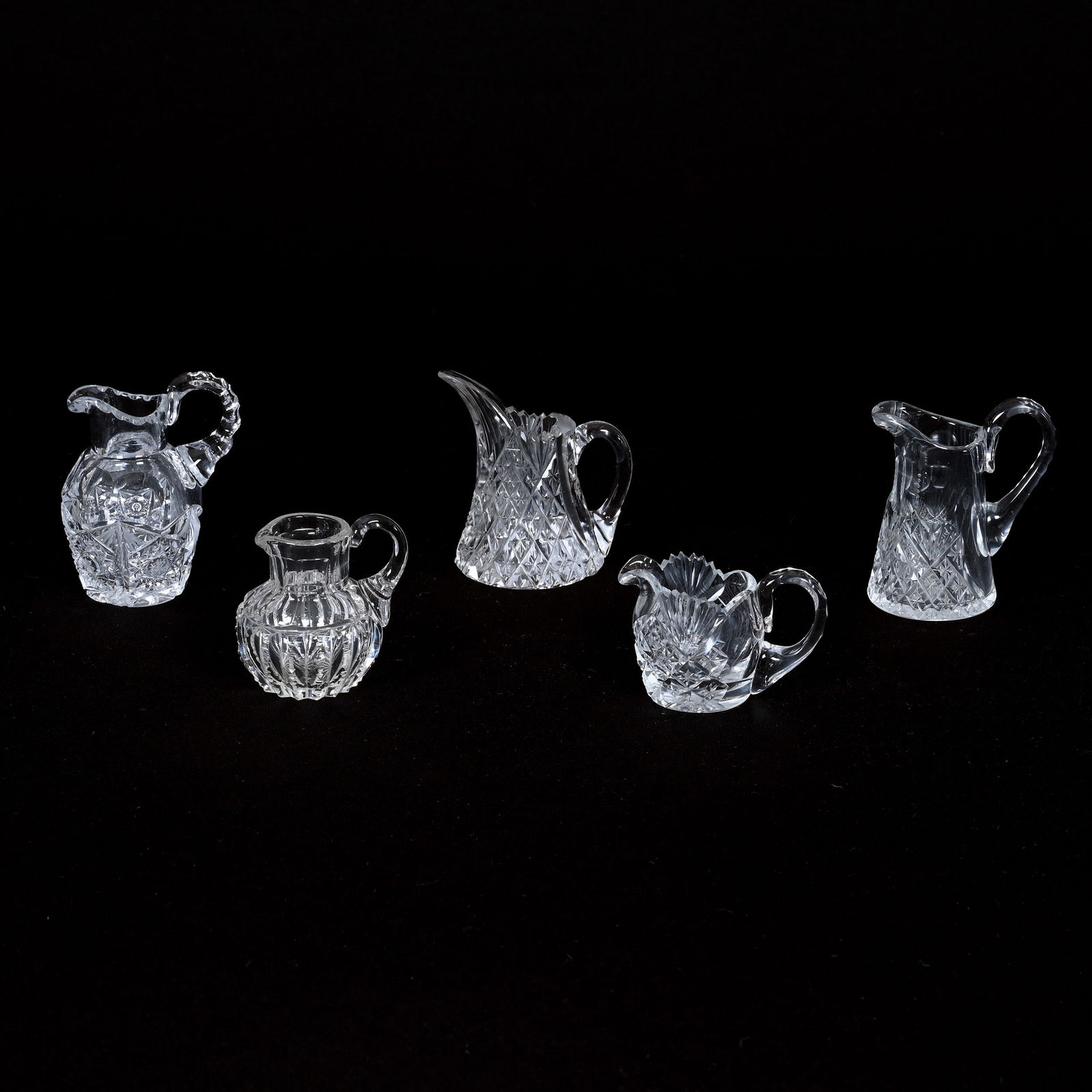 (5) Miniature Pitchers, American Brilliant Cut Glass (1 of 3)