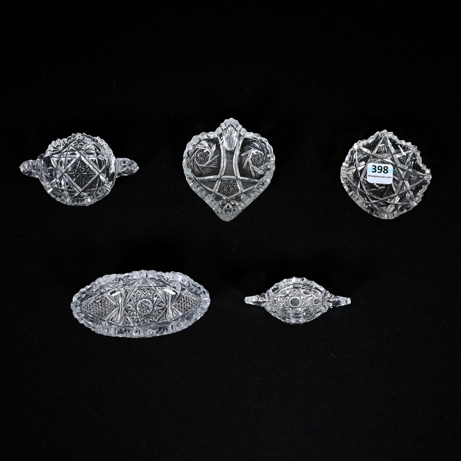 (5) Butter Pats & Salt Dips, American Brilliant Cut Glass (1 of 5)