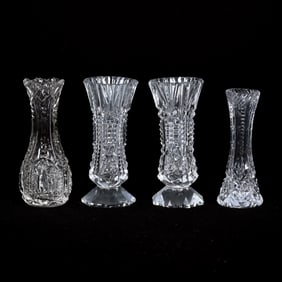 (4) Miniature Vases, Brilliant Period Cut Glass