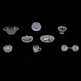 (8) Assorted American Brilliant Cut Glass Items