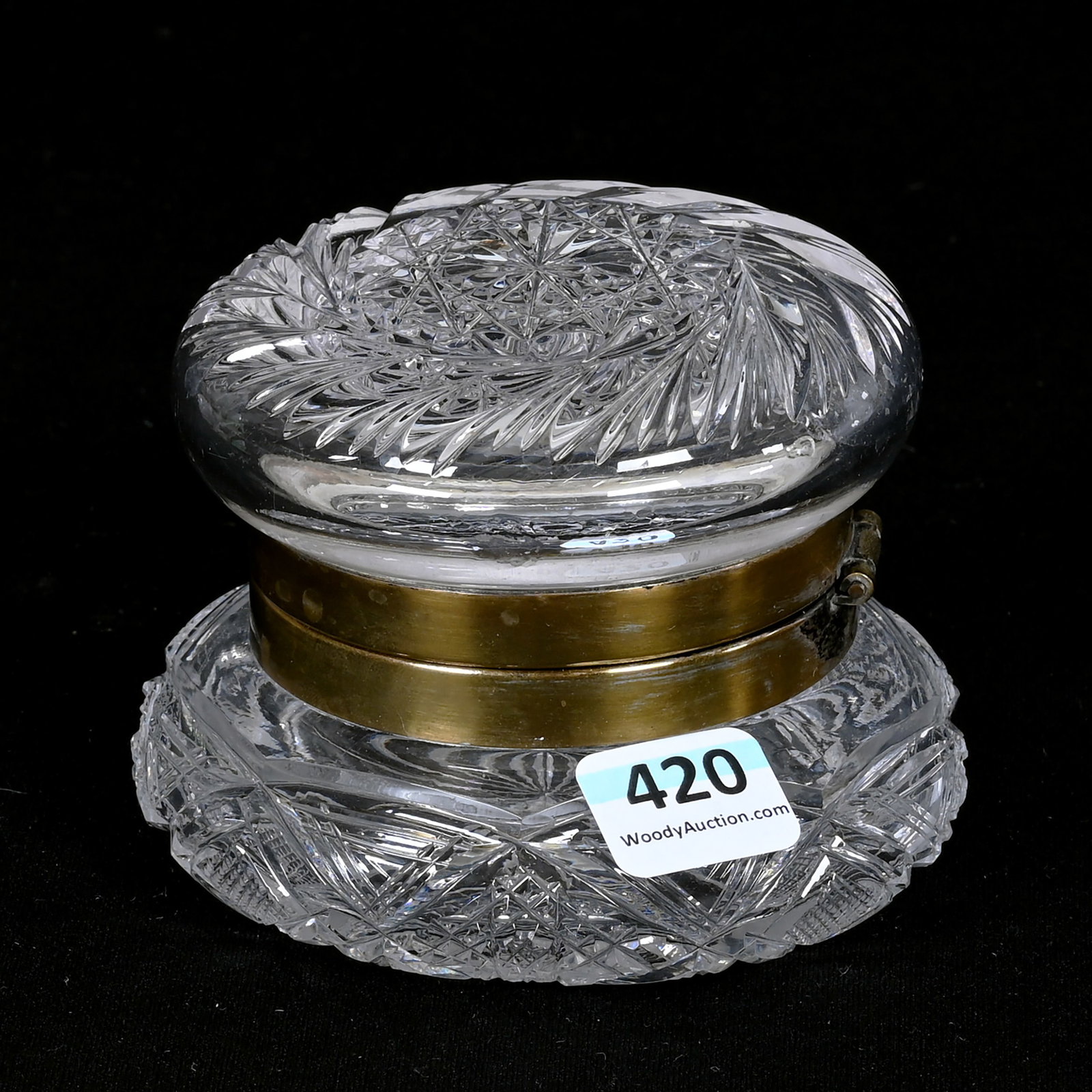 Jewel Box, American Brilliant Cut Glass: Jewel Box, American Brilliant Cut Glass, 2.75' x 3.75", Pinwheel Lid, Hobstar And Strawberry Diamond Bottom, Ray Cut Base, Patricia (Pat) Van Carpels Collection.