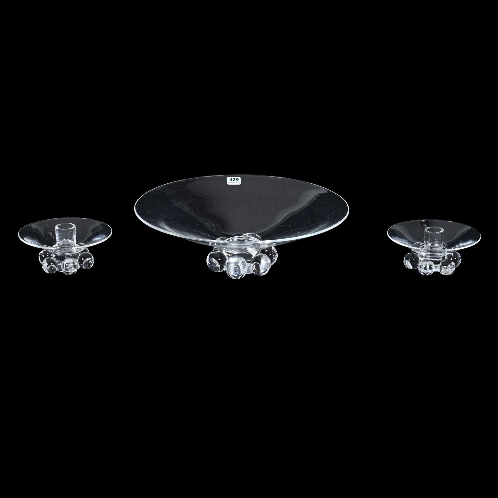 Console Set Signed Steuben Art Glass, Three Piece (1 of 3)