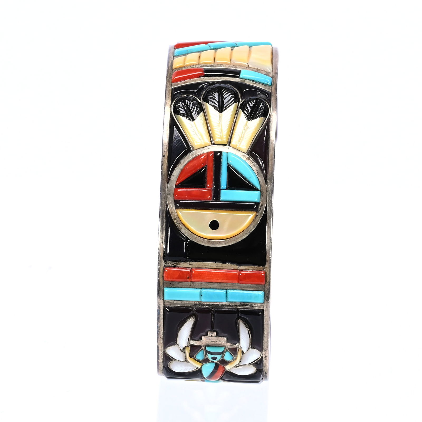 Bracelet, Authentic American Indian Inlaid Silver (1 of 4)