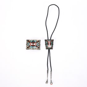 Buckle & Bolo Set, Zuni Sterling Inlay