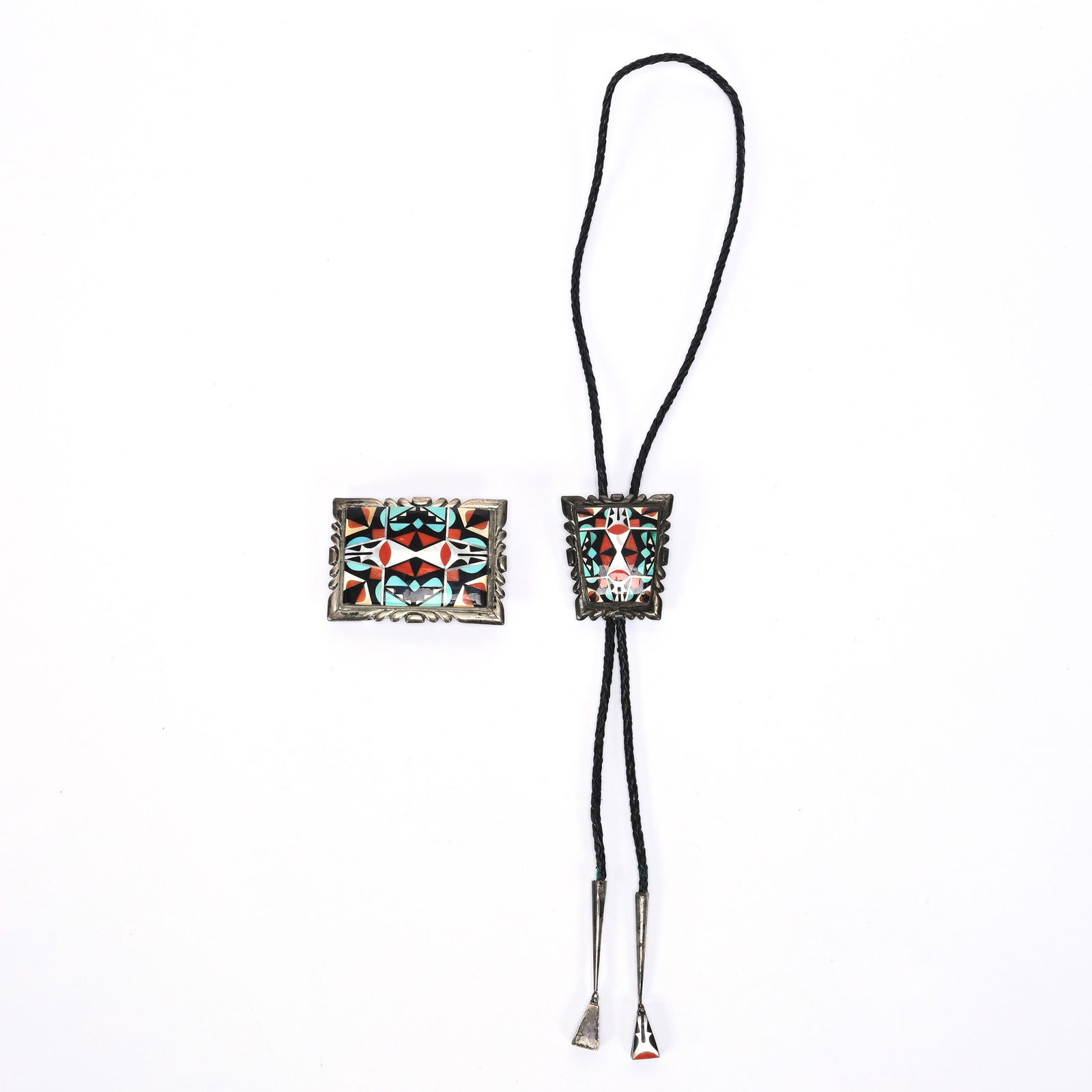 Buckle & Bolo Set, Zuni Sterling Inlay (1 of 4)