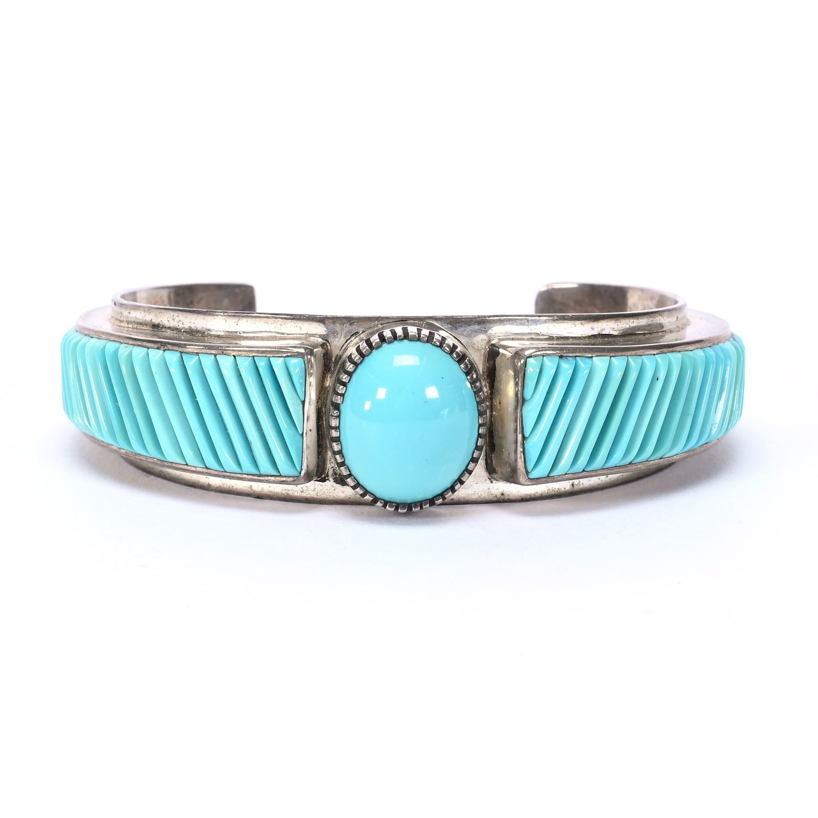 Bracelet, Authentic Navajo Silver & Turquoise, Signed (1 of 2)