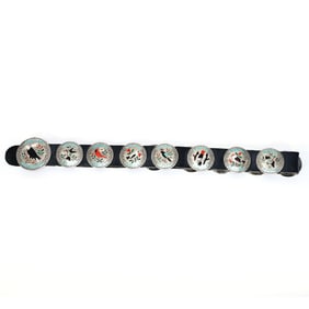 Zuni Concho Belt, (13) Silver Conchos On Leather Belt