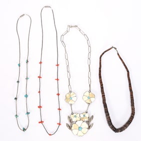 (4) Native American Necklaces Of Different Styles