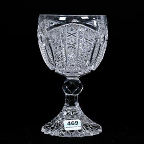Goblet, ABCG, Signed Libbey Aztec Pattern