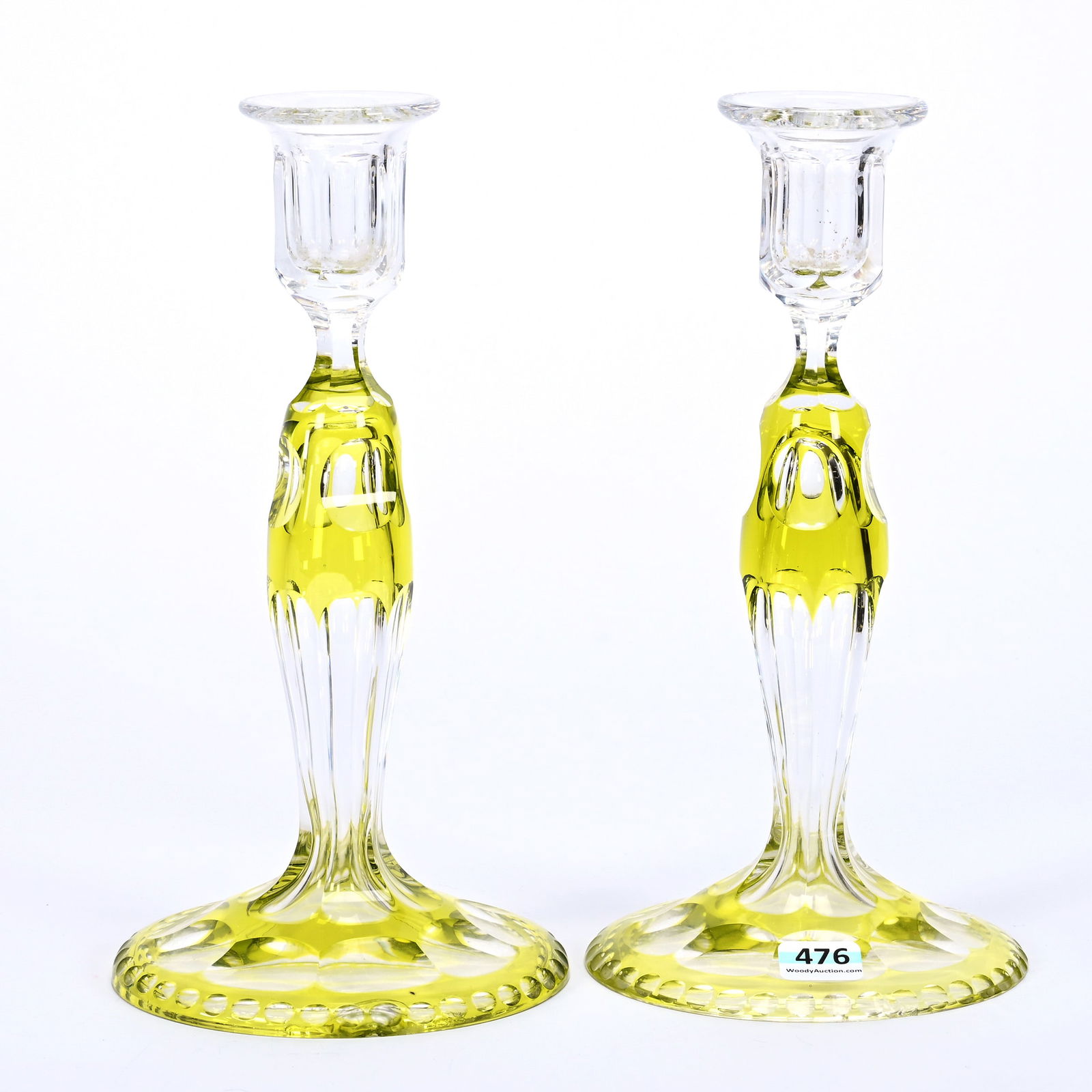 Pair Candlesticks, BPCG, Yellow Cut To Clear (1 of 6)