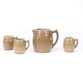 Pitcher & Mug Set, Brown Stoneware