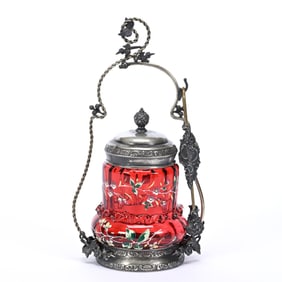 Victorian Pickle Castor, Cranberry Insert