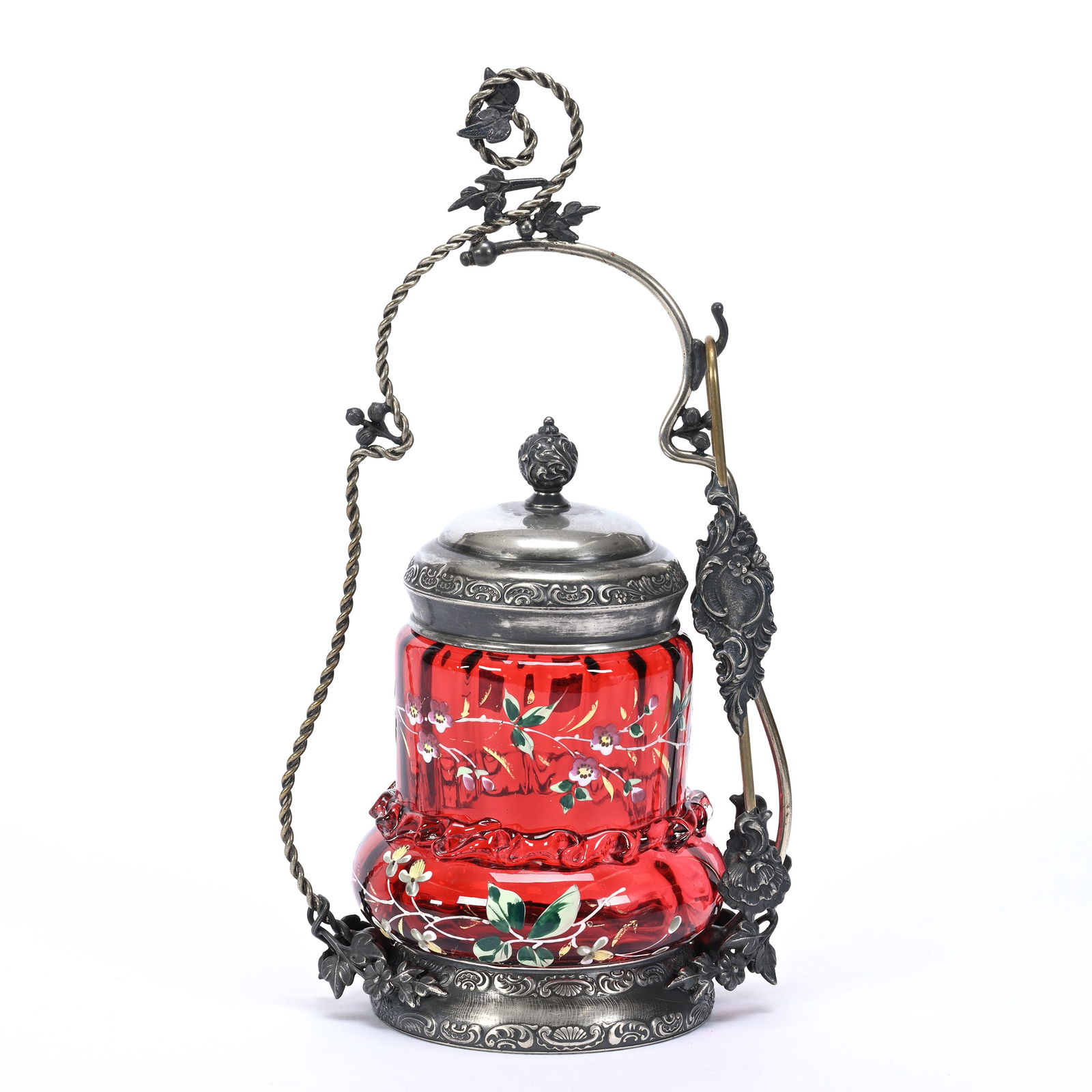 Victorian Pickle Castor, Cranberry Insert (1 of 5)