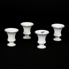 (4) Miniature Pedestal Urns, Lenox Green Wreath