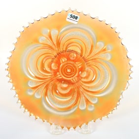 Plate, Carnival Glass, Embossed Scroll By Imperial