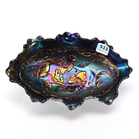 Relish, Carnival Glass, Pansy Pattern By Imperial