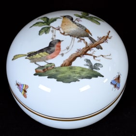 Round Covered Box Marked Herend Porcelain
