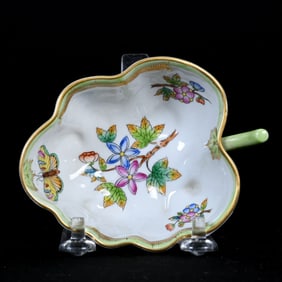 Nappy, Leaf Shape, Marked Herend Porcelain