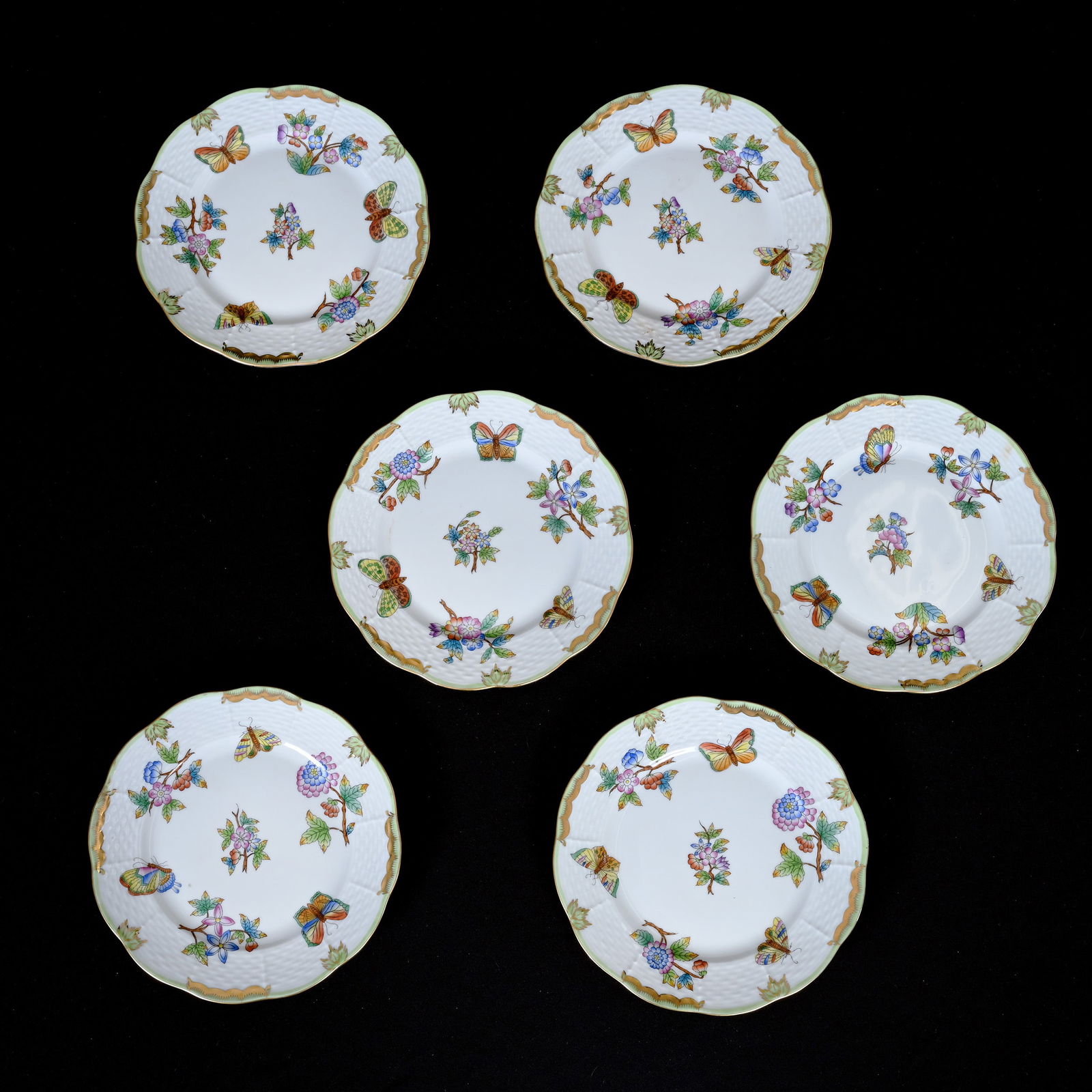 (6) Dessert Plates Marked Herend Porcelain (1 of 2)