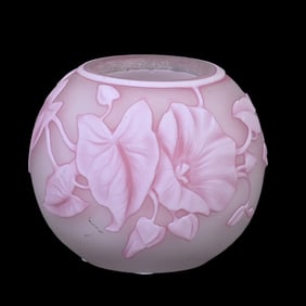 Miniature Rosebowl, English Cameo Art Glass