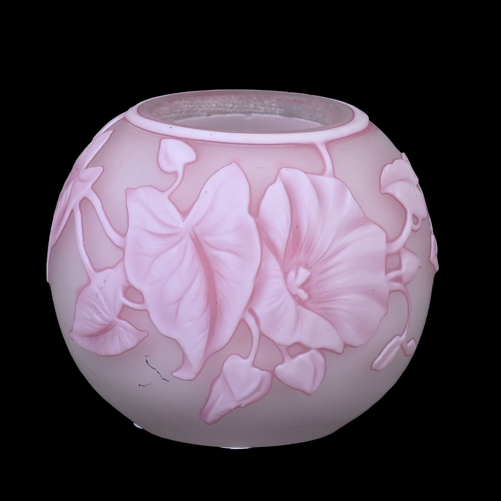 Miniature Rosebowl, English Cameo Art Glass