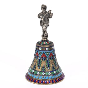 Dinner Bell, Silver & Enamel, Figural Handle