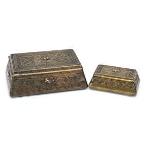 Bronze Cigar Box & Stamp Box Marked Tiffany Studios