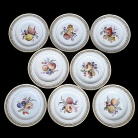 (8) Plates, Meissen Blue Crossed Swords Mark